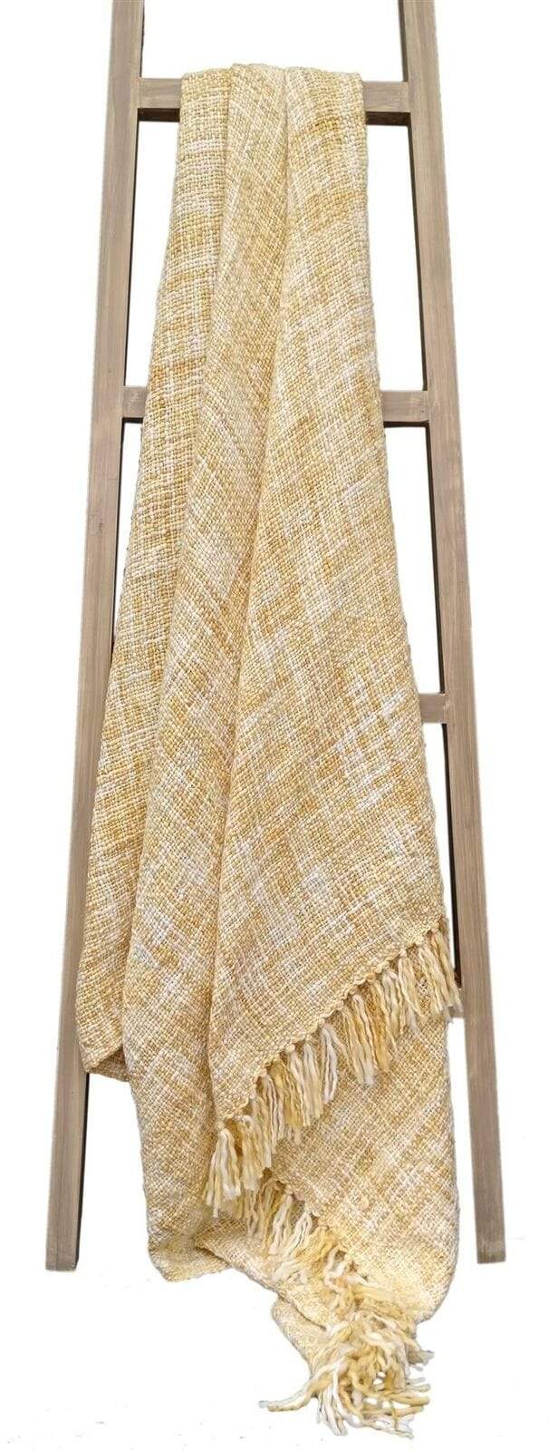 Chic and warm French Tonal Chenille Throw, a premium acrylic blanket with plush tassels, perfect for creating a serene atmosphere in any room.