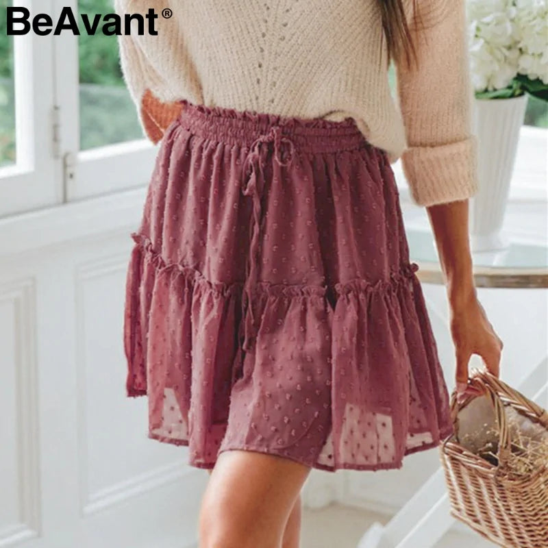 Women's designer Fashion Boho Ruffle Skirt