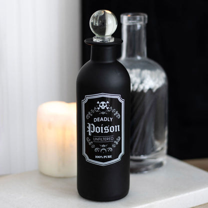 Vintage-Inspired 250ml Gothic Glass Potion Bottle with 'Deadly Poison' Label and Clear Stopper