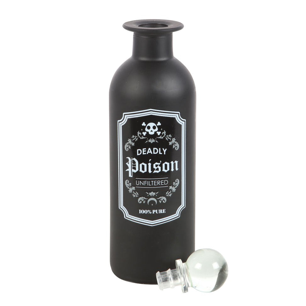 Vintage-Inspired 250ml Gothic Glass Potion Bottle with 'Deadly Poison' Label and Clear Stopper