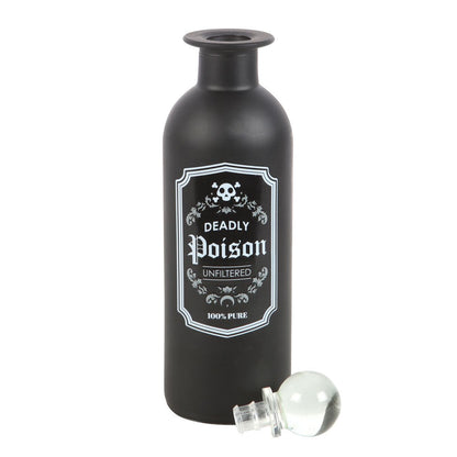 Vintage-Inspired 250ml Gothic Glass Potion Bottle with 'Deadly Poison' Label and Clear Stopper