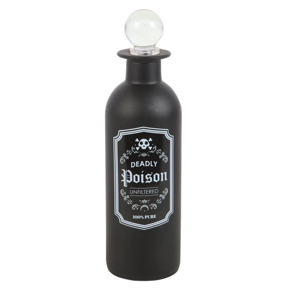 Vintage-Inspired 250ml Gothic Glass Potion Bottle with 'Deadly Poison' Label and Clear Stopper