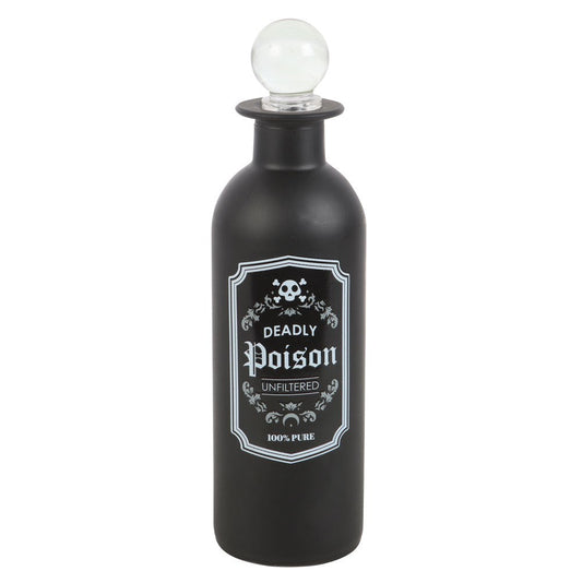 Vintage-Inspired 250ml Gothic Glass Potion Bottle with 'Deadly Poison' Label and Clear Stopper