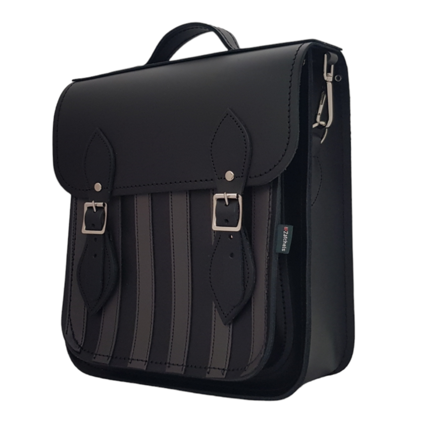 Versatile Gothic Striped Leather City Backpack with adjustable straps, ideal for carrying laptops and tablets with a touch of luxury.
