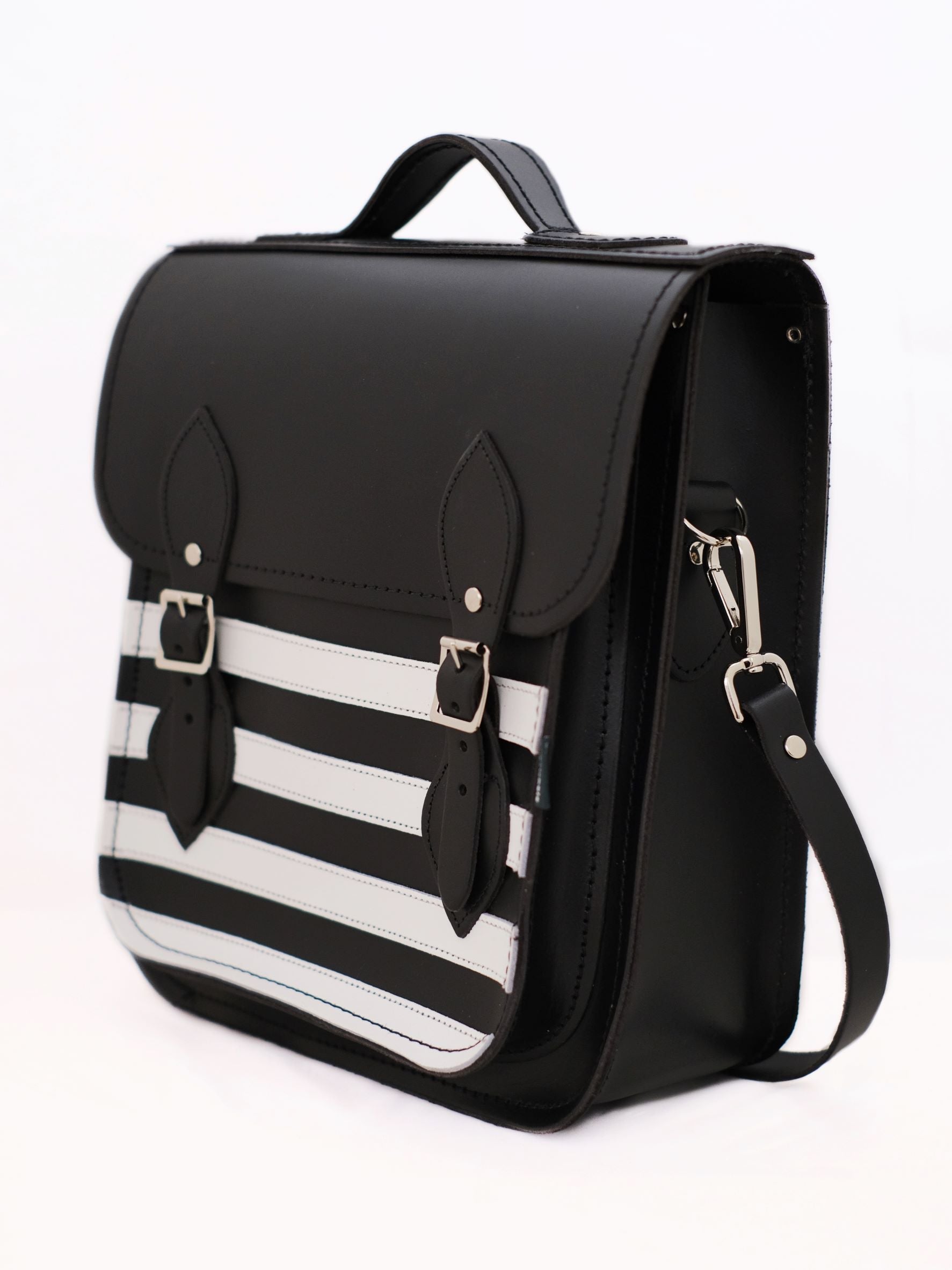 Stylish Gothic Leather City Backpack featuring detachable adjustable straps and luxurious buckle detail, embodying modern urban fashion.