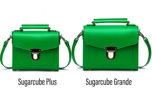 Handmade Green Leather Sugarcube Handbag - Trendy Adjustable Crossbody & Clutch - Sizes S, Plus & Grande