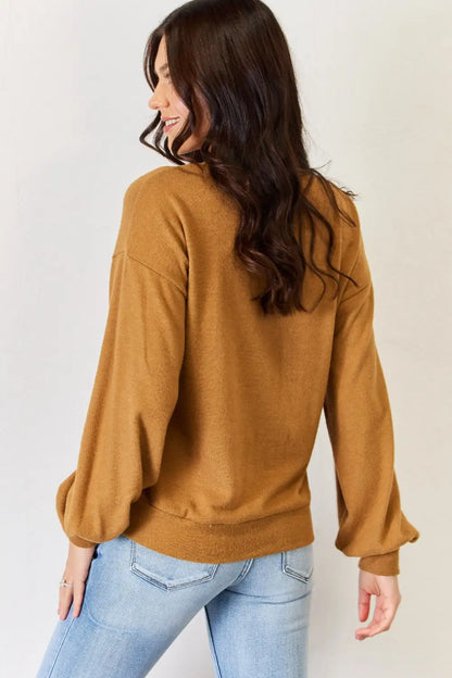 Luxuriously soft CozyChic Long Sleeve Tee by Dazzling Dreams Studio, featuring chic balloon sleeves and a polished finish.