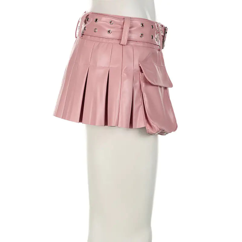 Women's Chic Streetwear fashion Leather Mini Skirt