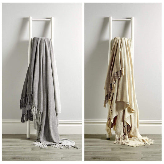 Handwoven large check pure Indian cotton throw blanket with elegant tassels, showcasing a luxury eco-friendly design for stylish home decor.