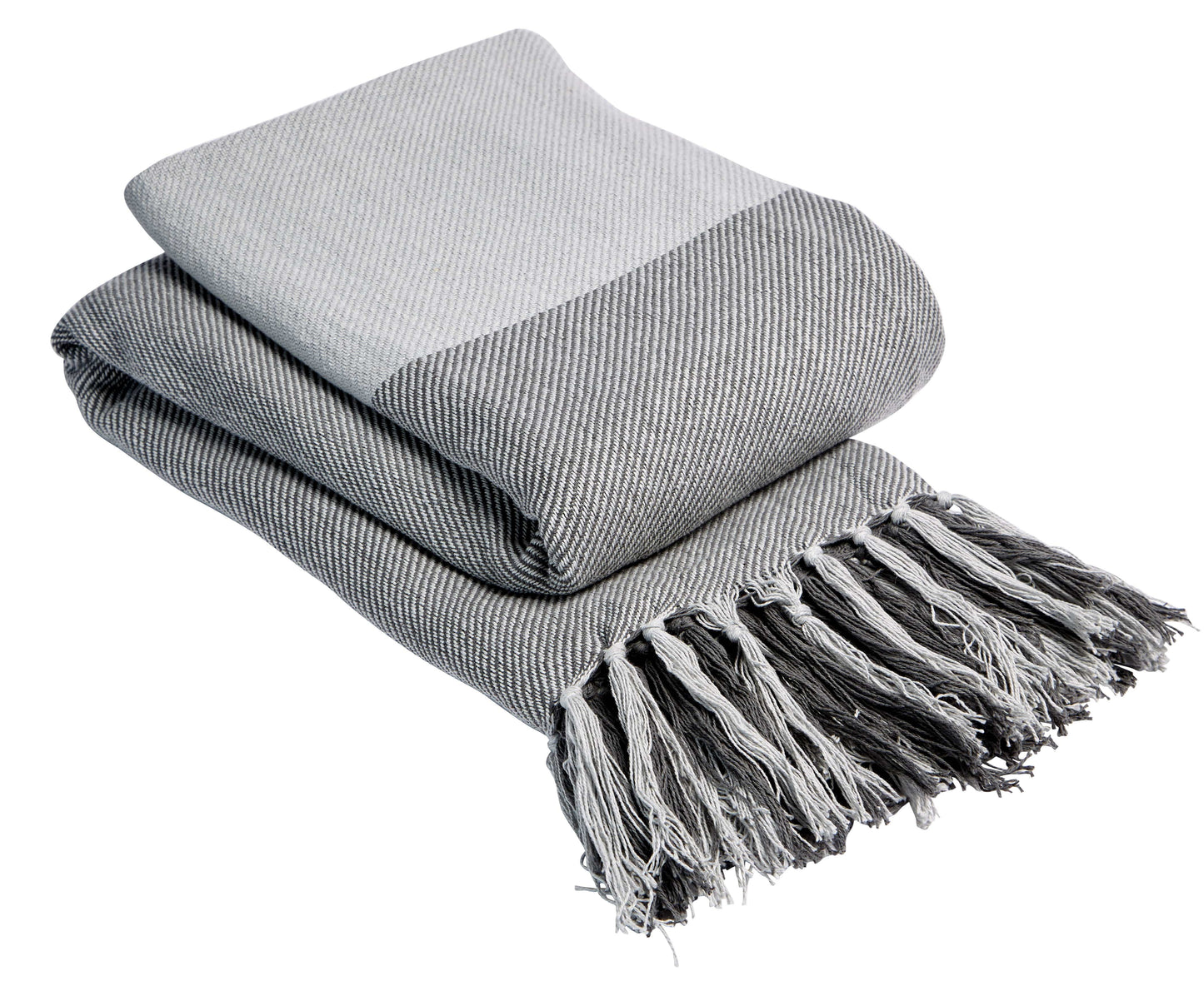 Handwoven large check eco-friendly Indian cotton throw blanket with elegant tassels, showcasing luxurious texture and sustainable craftsmanship.