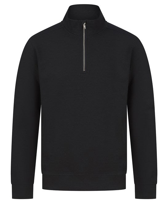 Luxurious Sustainable Regenerated Cotton 1/4 Zip Sweatshirt, crafted from eco-friendly materials, available in sizes XS to 3XL.