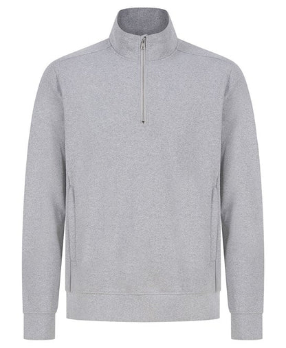 Elegant 1/4 Zip Sweatshirt made from 60% regenerated cotton and 40% recycled polyester, perfect for eco-conscious fashion.
