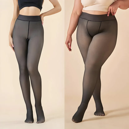 Stylish and curve-flattering Plus Size Insulated Thermal Tights for Women, showcasing a high-quality design for luxurious winter warmth and comfort.