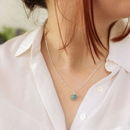 Amazonite Heart Charm Necklace