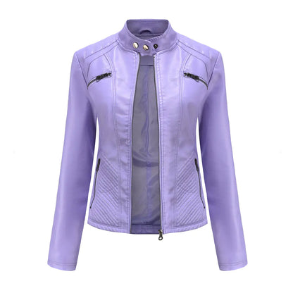 Luxury Women's Casual Leather Jacket showcasing the high-quality leather – Perfect choice for a sophisticated wardrobe.