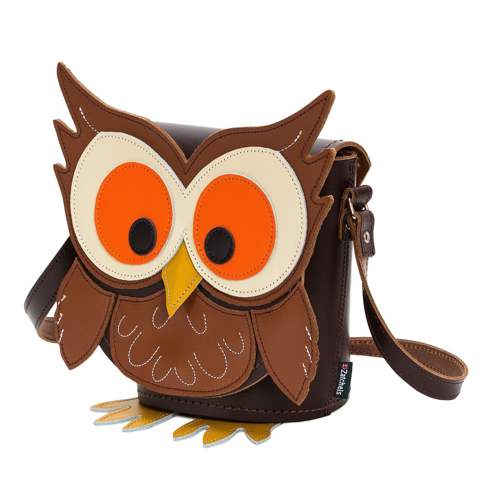 Adjustable strap of the Hoot Owl Premium Handmade Leather Barrel Bag allowing for versatile styles, perfect for both crossbody and shoulder wear, blending functionality with elegance.