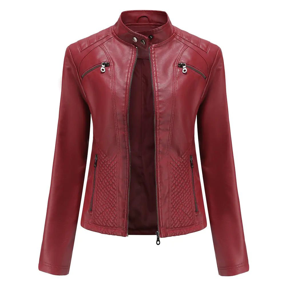 Luxury Women's Casual Leather Jacket shown in day and night looks – Versatility of this elegant leather jacket for all occasions.