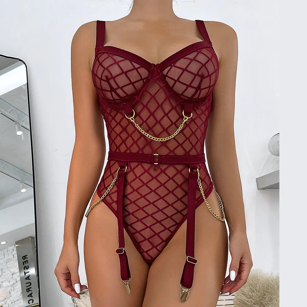 Women's Sexy Lingerie Lace Sissy Bodysuit