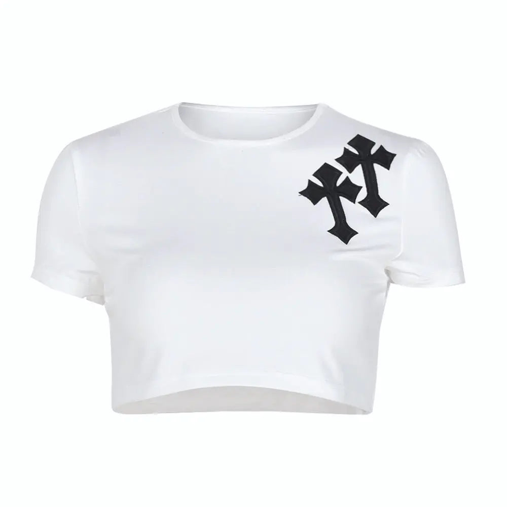 Women's Teens Bless Up Embroidered Crop Tee