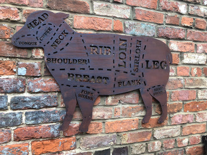 Rusty metal butchers lamb decorations