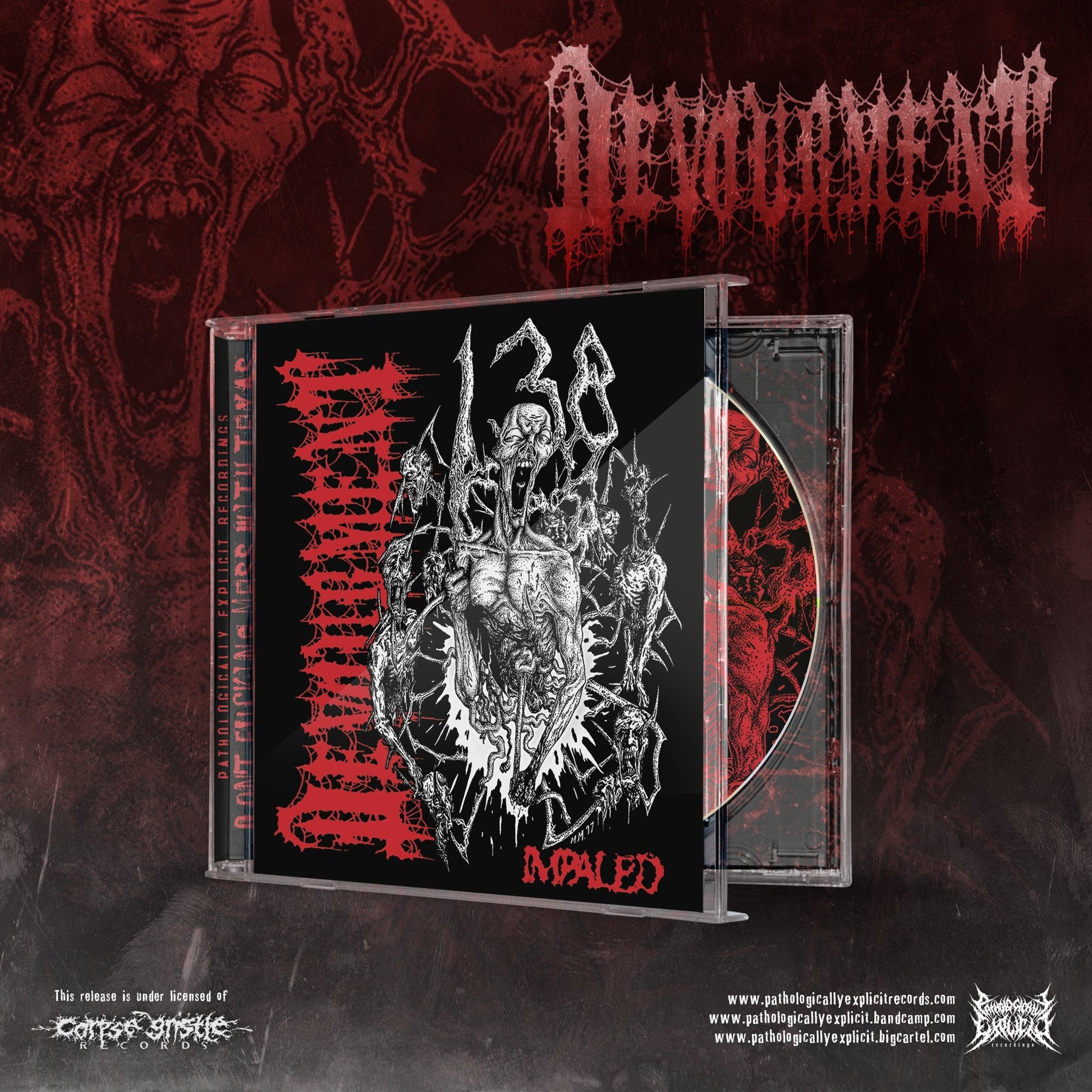 Devourment Impaled CD cover art from Rancid Offal Records, featuring a striking design that embodies the essence of Death Metal genre.