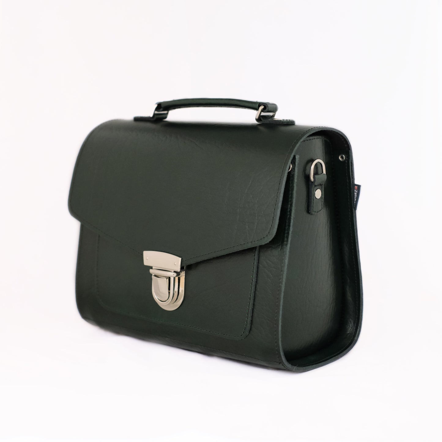 Versatile carrying options of the Executive Handmade Leather Sugarcube Grande Bag displayed on a stylish background, demonstrating its detachable strap.