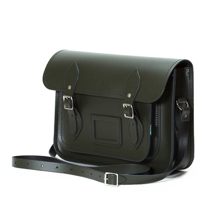 Versatile Luxury Satchel in Ivy Green designed for both style and functionality, ideal for carrying tablets and laptops up to 15 inches.