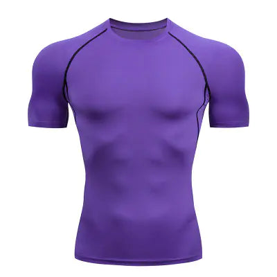 Stylish purple athletic shirt for men, crafted from breathable quick-dry fabric, ideal for achieving peak performance in any workout.