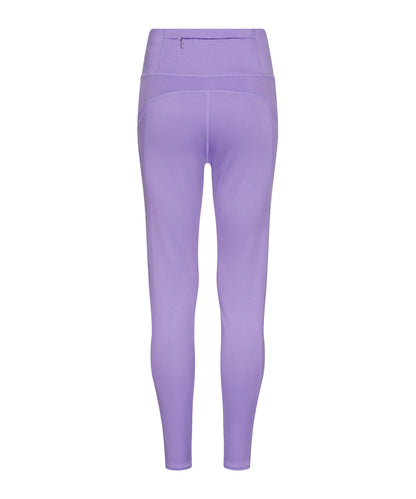 Luxury women's recycled tech leggings with adjustable tie waist, featuring four-way stretch fabric for ultimate comfort and sleek design. Ideal for active lifestyle, showcasing eco-friendly fashion.