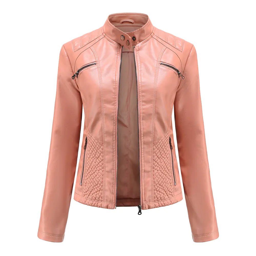 Luxury Women's Casual Leather Jacket demonstrating effortless elegance – Ideal for sophisticated casual attire.