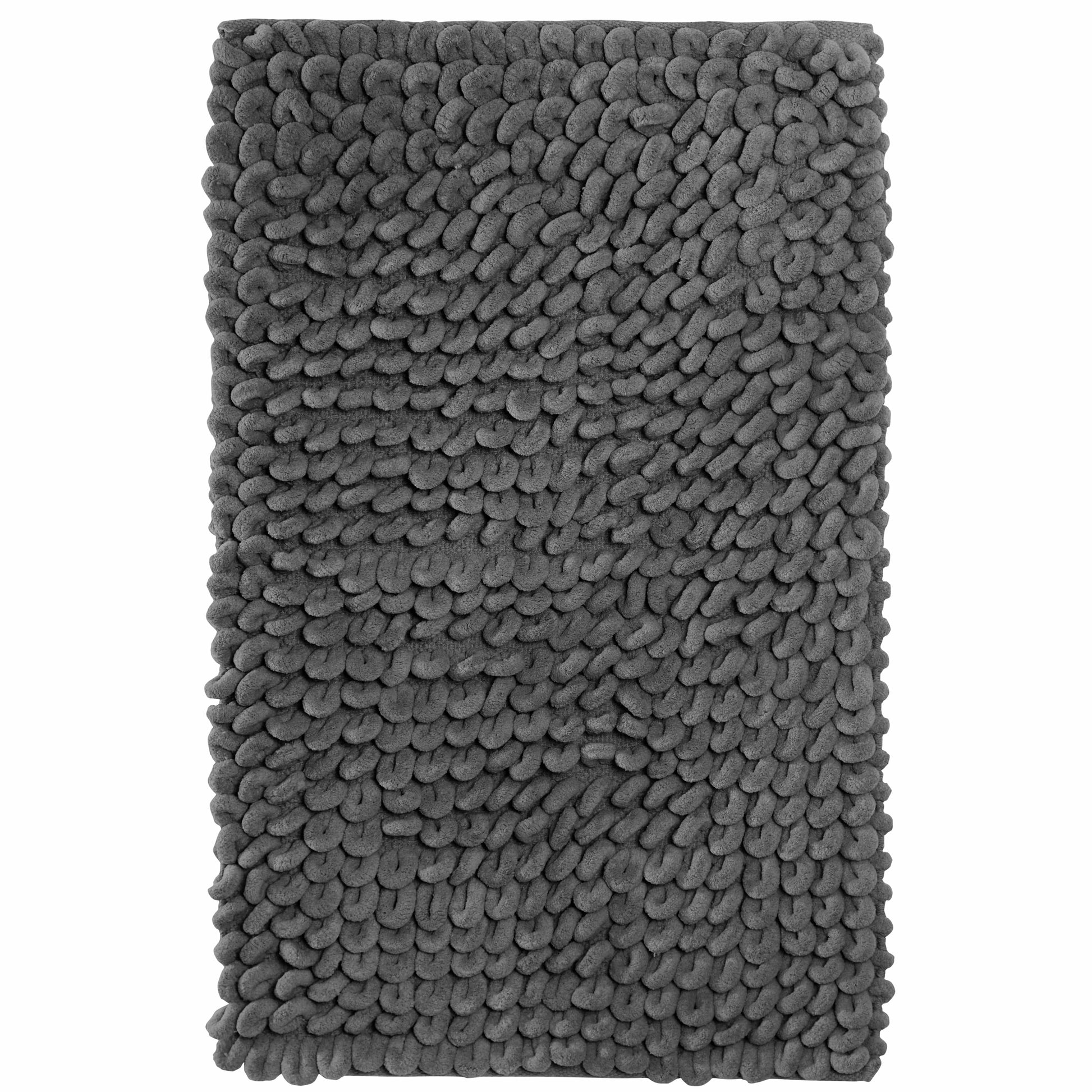 Non-slip backing of the Jumbo Loop Bath Mat by OLIVIA ROCCO demonstrated on stylish bathroom flooring, ensuring stability and safety.