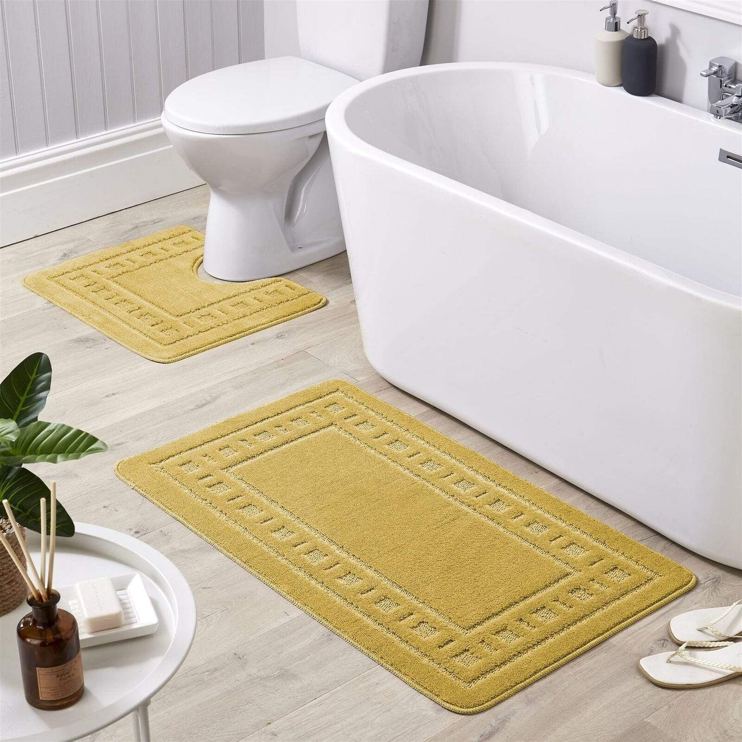 Elegant close-up of the non-slip PVC backing of the Jumbo Bath Mat Set, emphasizing safety and stability in luxury bathroom decor.