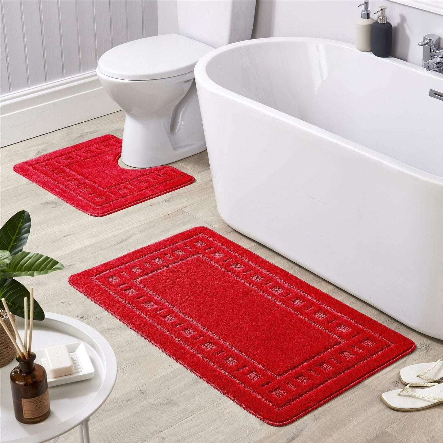 Luxurious Jumbo Ultra Soft Non-Slip Bath Mat Set showcasing its ultra-absorbent properties in a stylish bathroom, highlighting comfort and elegance.