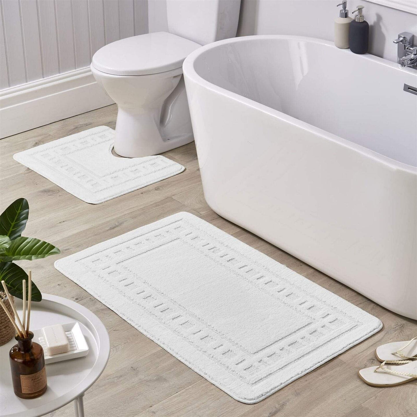 Elegant arrangement of the Jumbo Ultra Soft Non-Slip Bath Mat Set featuring stylish colours, designed for ultimate softness and convenience, ideal for creating a spa-like atmosphere in your home.