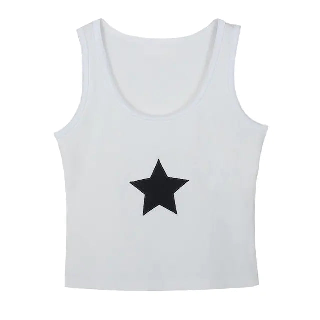 Women's fashion Star Embroidered Baby Crop Top: Chic Streetwear