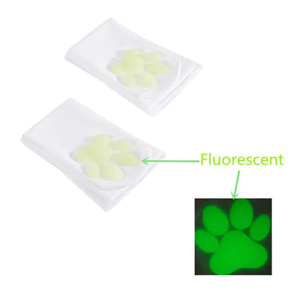 Playful Lolita 3D Cat Claw Sexy Compression Stockings for Women - Elegant white stockings embellished with a glowing green cat paw design, ideal for playful and fashionable outfits.