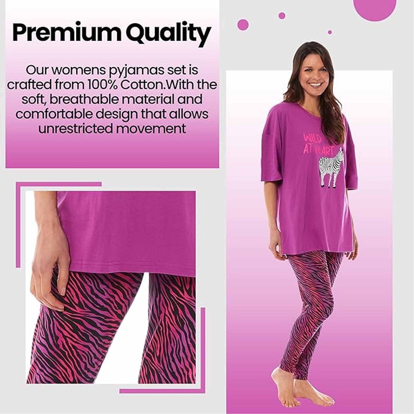 Ladies oversized cotton t-shirt and leggings pj set with ...