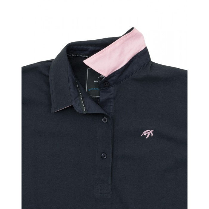 Ladies Harbour Blue Mullins Soft Cotton Polo Shirt showcasing a flattering fit, embroidered turtle design, and stylish short sleeves for a luxurious casual wardrobe upgrade.