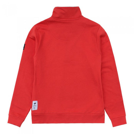 Close-up of the exquisite brushed lining inside the Ladies Spicy Red West Coast Sweatshirt, showcasing its soft texture and high-quality cotton material.