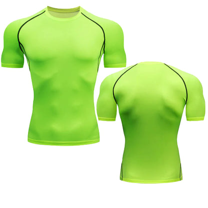 Elegant white short sleeve men's compression shirt for a luxurious athletic experience.
