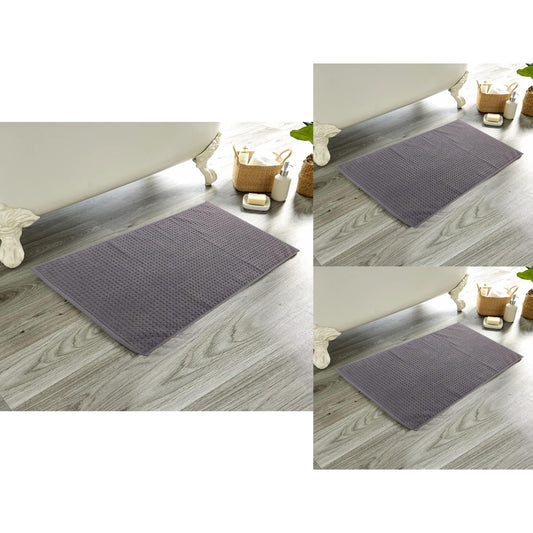 Pack of 3 Luxe Ultra-Soft Deep Cotton Pile Bathmats in elegant grey, showcasing their luxurious texture and eco-friendly craftsmanship for an opulent bathroom experience.