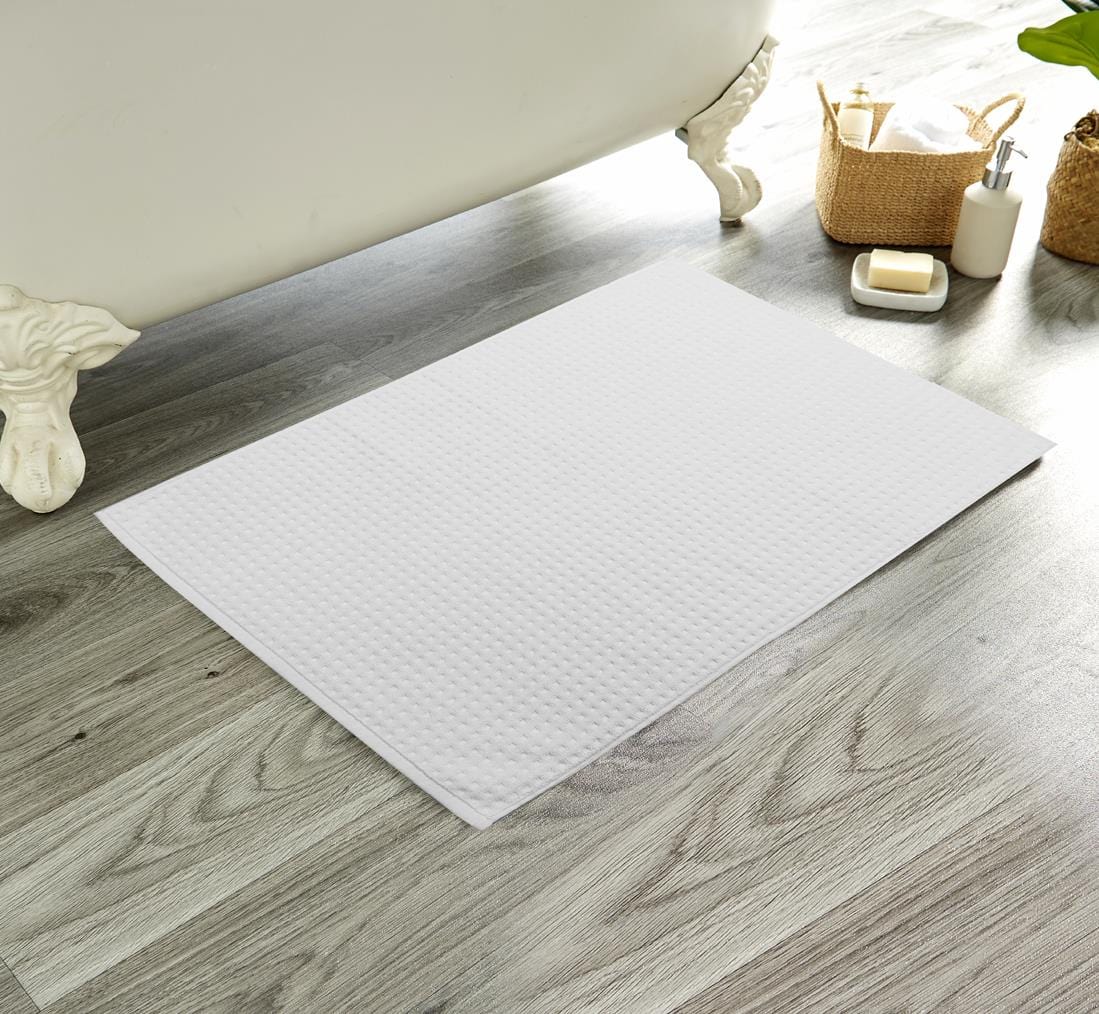 Luxe Deep Cotton Pile Bathmat 50x80cm by OLIVIA ROCCO, handmade eco-friendly rug featuring a plush cotton texture and elegant design, ideal for a luxurious bathroom.