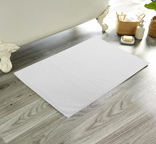 Luxe Deep Cotton Pile Bathmat 50x80cm by OLIVIA ROCCO, handmade eco-friendly rug featuring a plush cotton texture and elegant design, ideal for a luxurious bathroom.