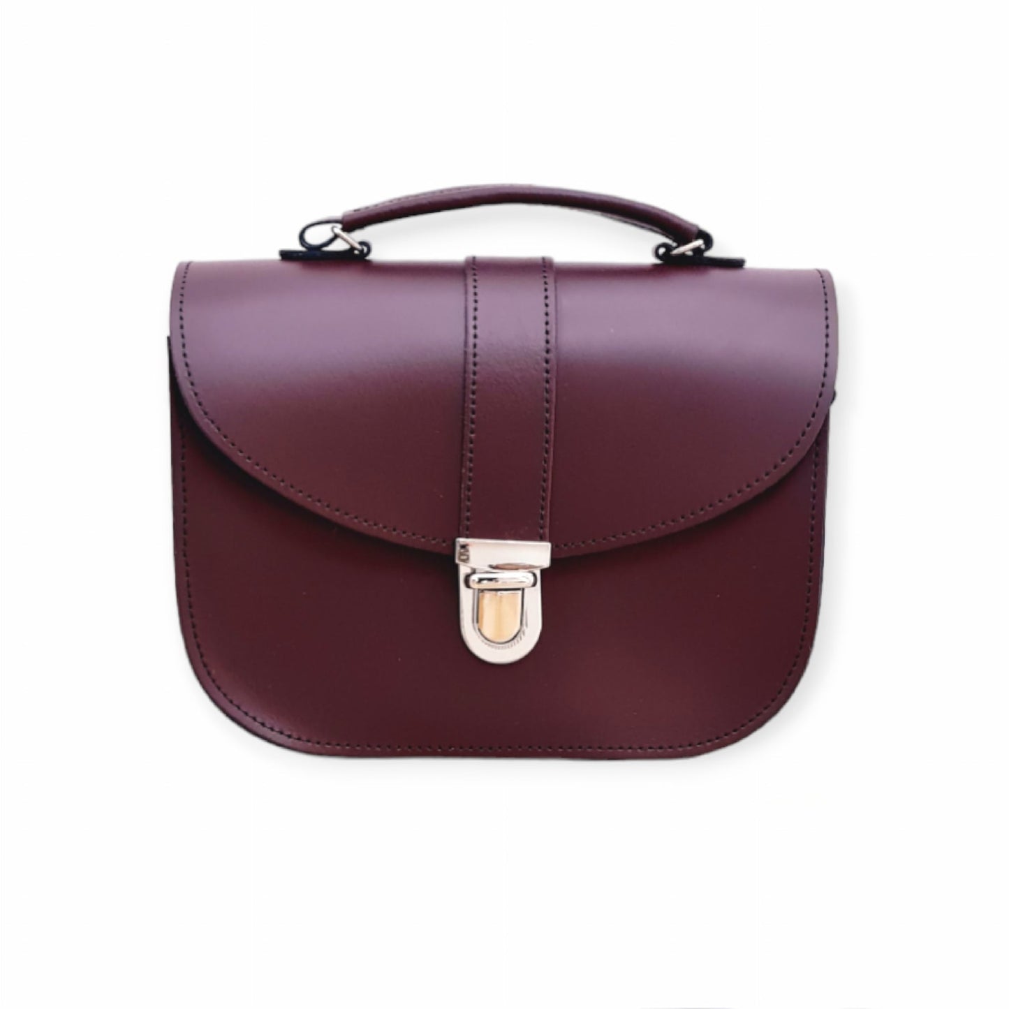 Zatchels Olympia Handmade Leather Handbag - Marsala Red, 22.5cm x 16cm - Custom Engraving Available