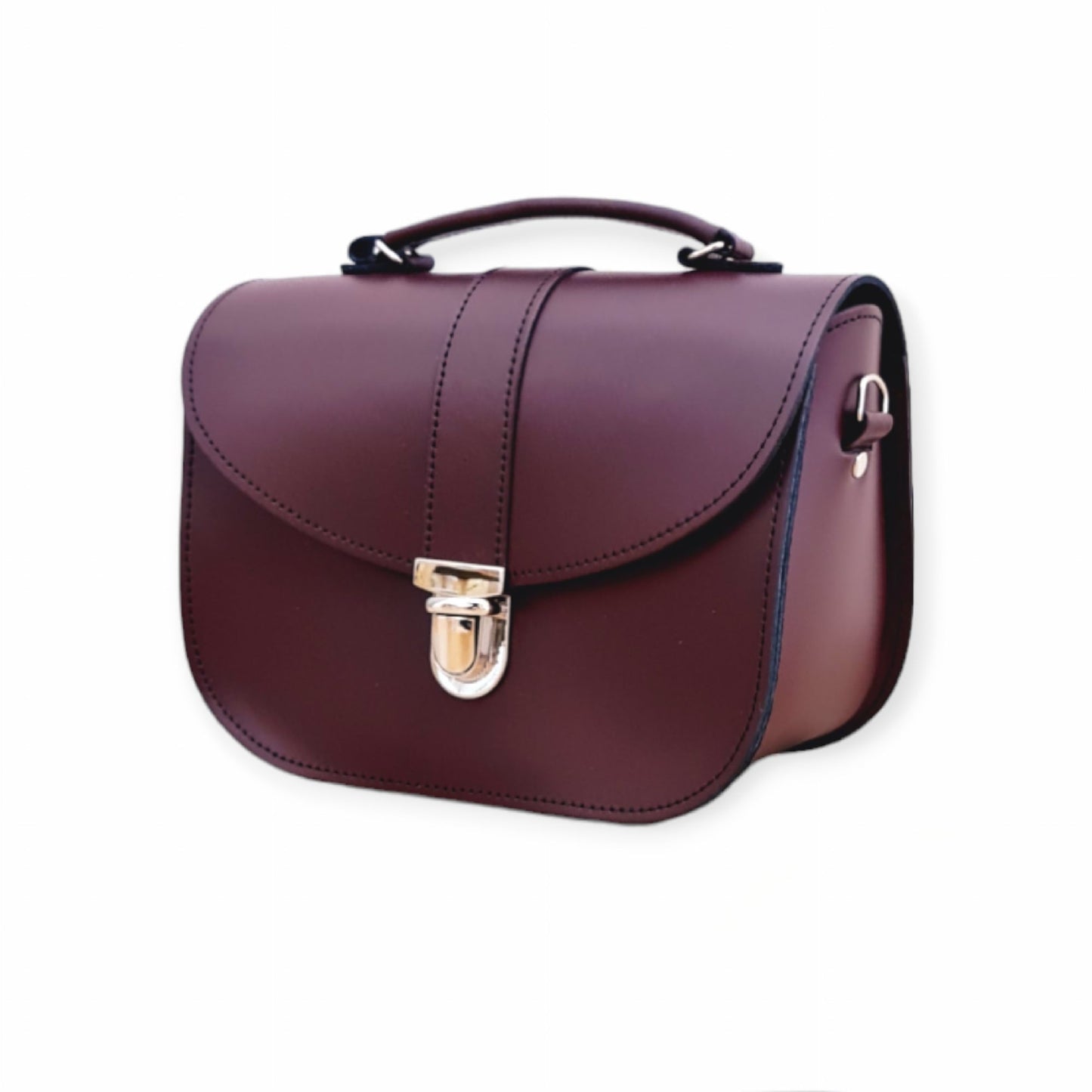 Zatchels Olympia Handmade Leather Handbag - Marsala Red, 22.5cm x 16cm - Custom Engraving Available