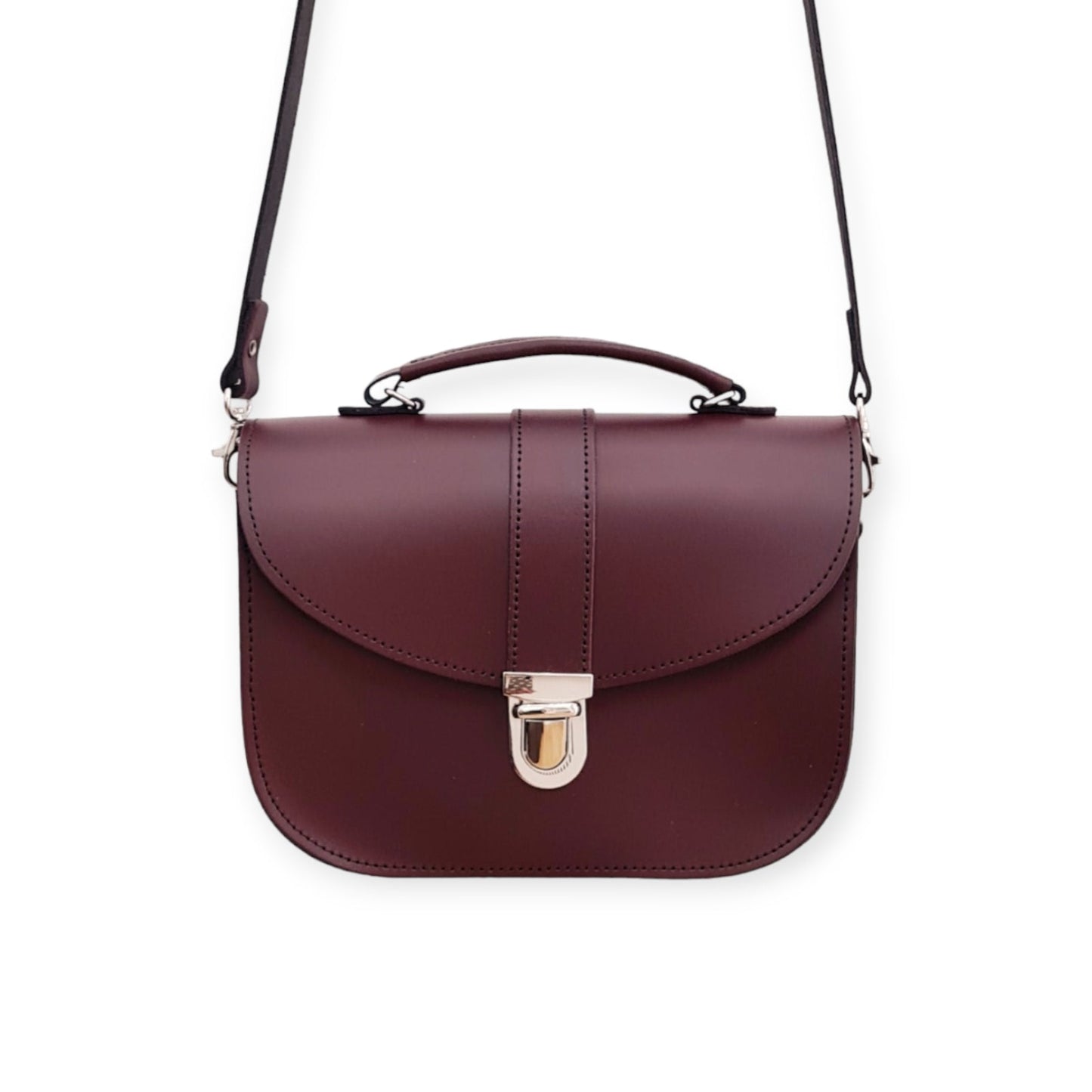 Zatchels Olympia Handmade Leather Handbag - Marsala Red, 22.5cm x 16cm - Custom Engraving Available