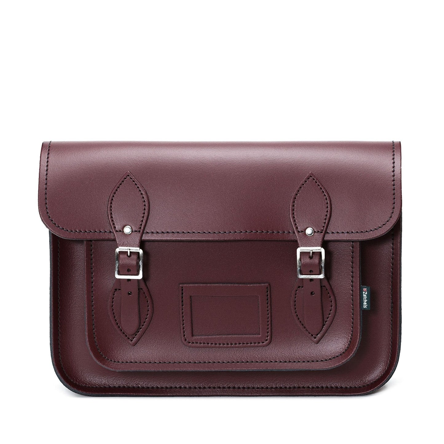 Luxury Handmade Marsala Red Leather Satchel featuring premium quality leather, polished silver nickel buckles, and matching cable stitching, showcasing elegance and versatility.