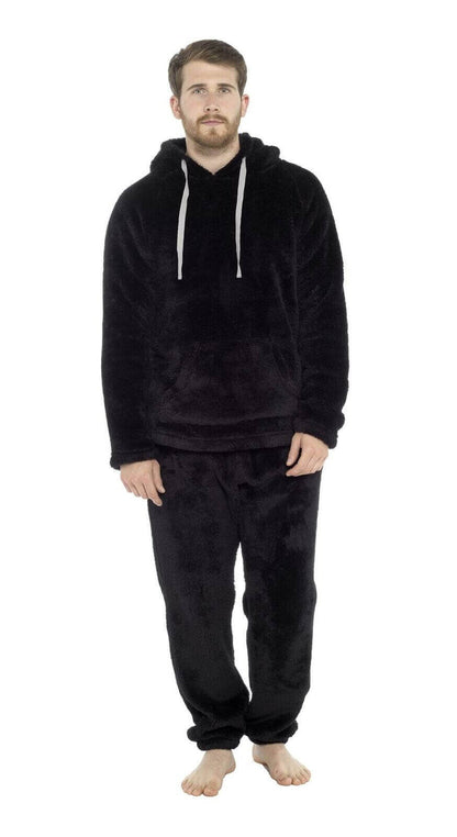 Men's Ultra-Soft Fleece Hooded Thermal Pyjama Set with Elastic Waist Cozy Loungewear Perfect for Winter and Indoor Relaxation by Toro Rocco