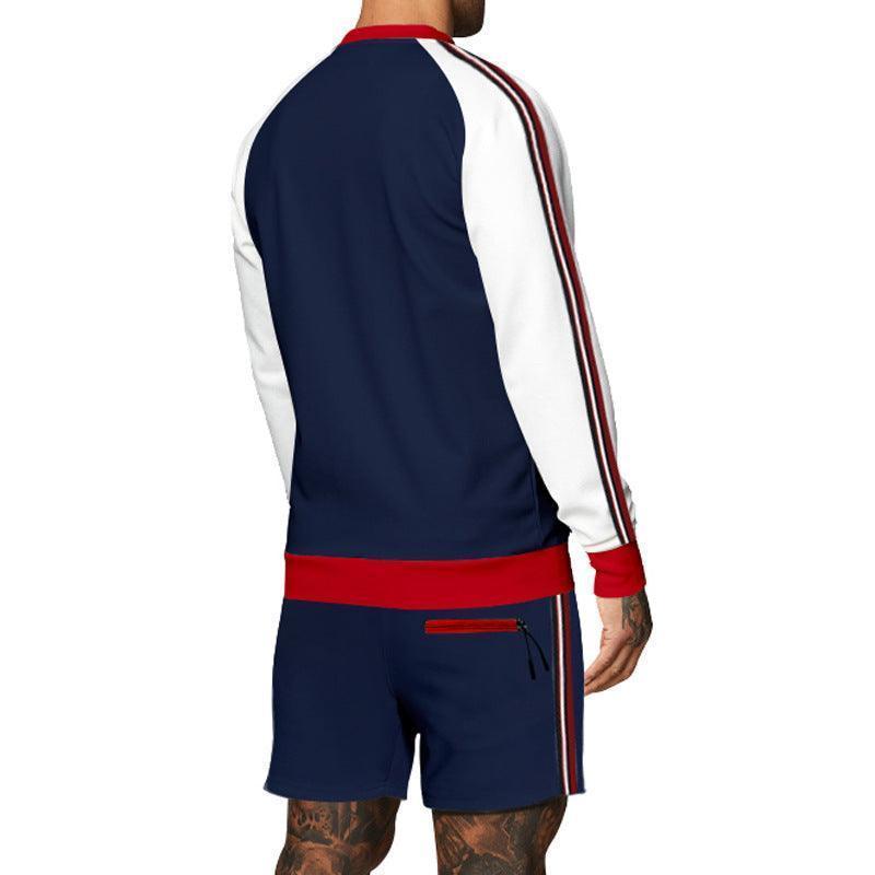 Stylish Men's Sport Tracksuit Set in breathable cotton blend, featuring a zippered round neck design, ideal for casual and athletic wear.