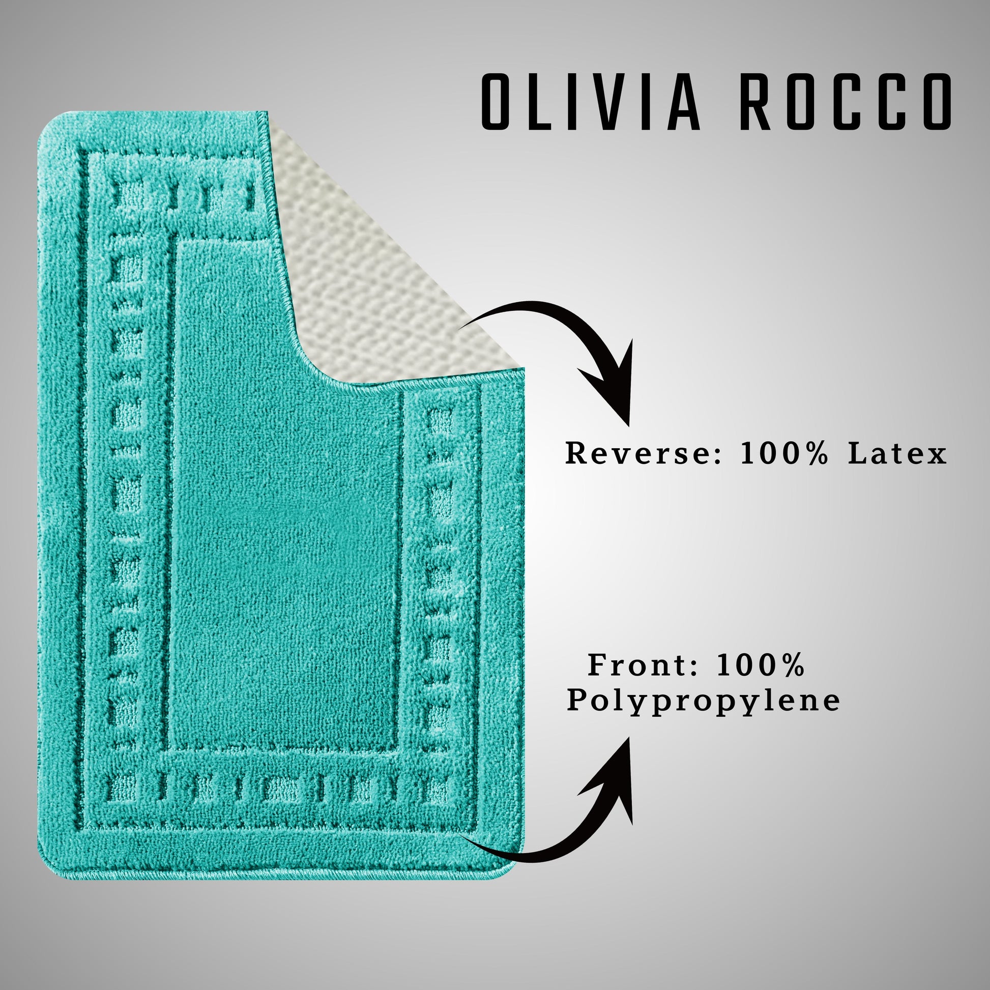 Close-up view of the non-slip latex backing of the Miami Duck Egg Bath Mat, ensuring safety and stability for a luxurious bathroom experience.